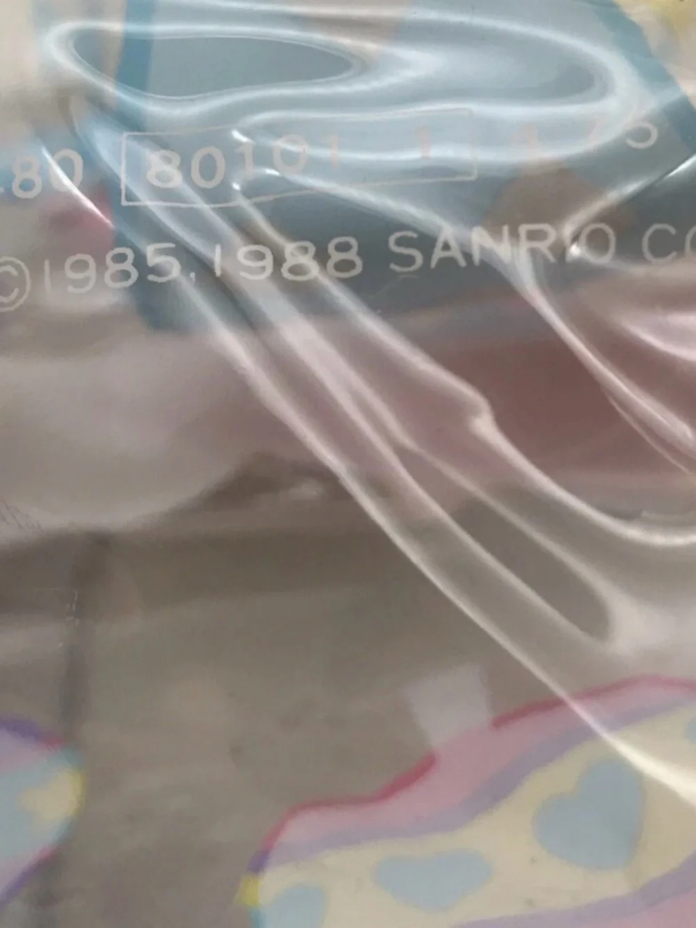 Vtg Sanrio Dee Dee Bear Clear Vinyl Plastic Bag 1988 Ink Stains Blue Handle Snap